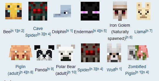 all minecraft monsters names