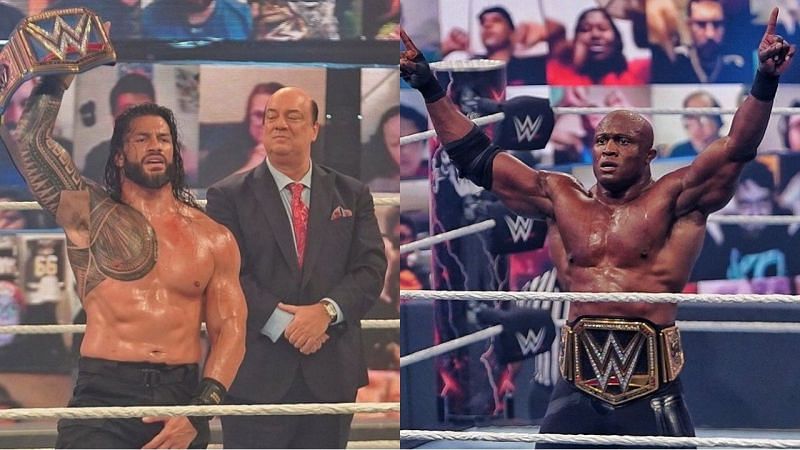 यूनिवर्सल चैंपियन रोमन रेंस और WWE चैंपियन बॉबी लैश्ले 