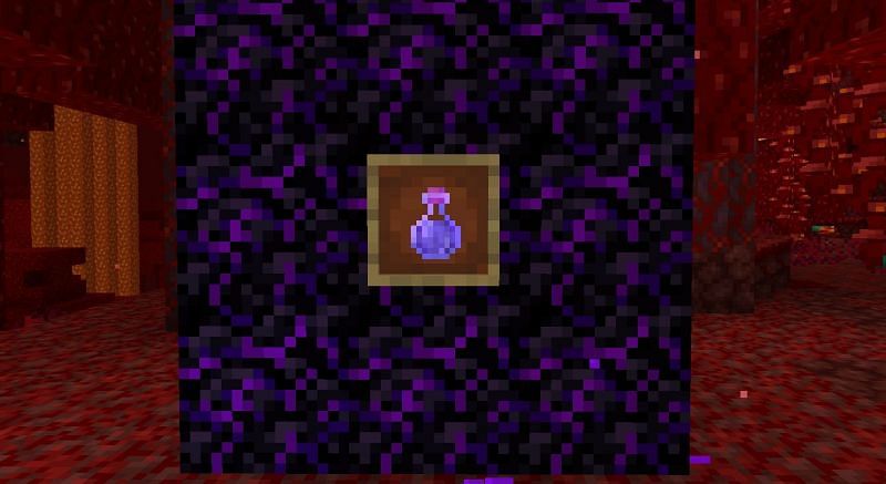 An Item Frame containing a Potion of Swiftness (Image via Minecraft)