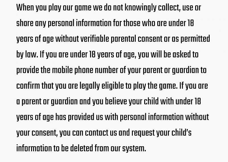 The announcement about underage players needing elderly consent (Image via battlegroundsmobileindia.com)