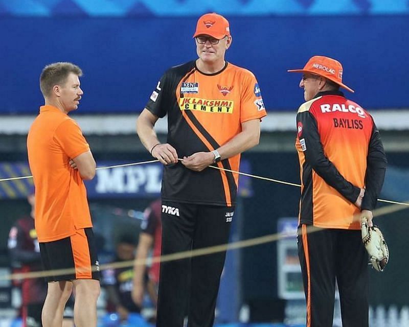 David Warner, Tom Moody and Trevor Bayliss (from left to right) (PC: IPL)