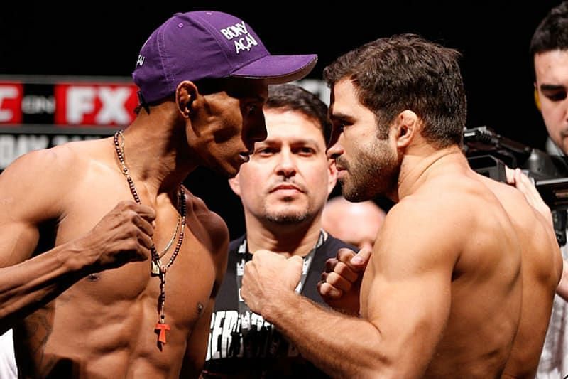 Pedro Nobre (right) was cut by the UFC after being accused of faking an injury in his fight with Iuri Alcantara.
