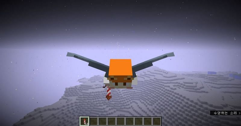 A player using Fireworks with an Elytra for extra flying time (Image via u/CivetKitty on Reddit)