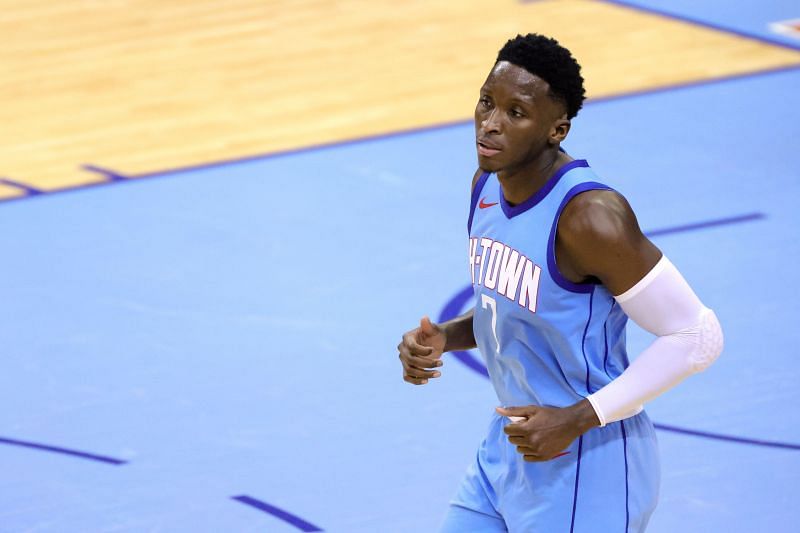 Victor Oladipo with the Houston Rockets before his trade to the Miami Heat