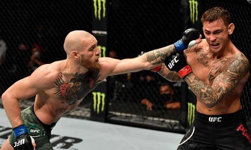 Conor McGregor (left); Dustin Poirier (right)