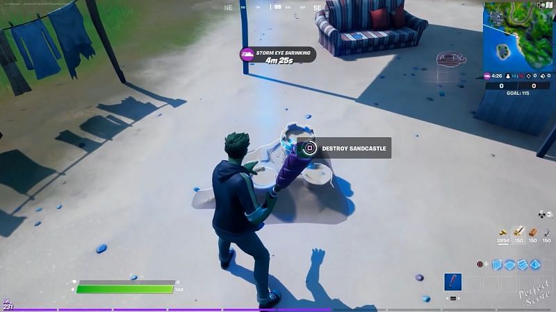 Destroy special Sandcastle in Fortnite Week 10 challenges - (Image via Perfect Score, YouTube)