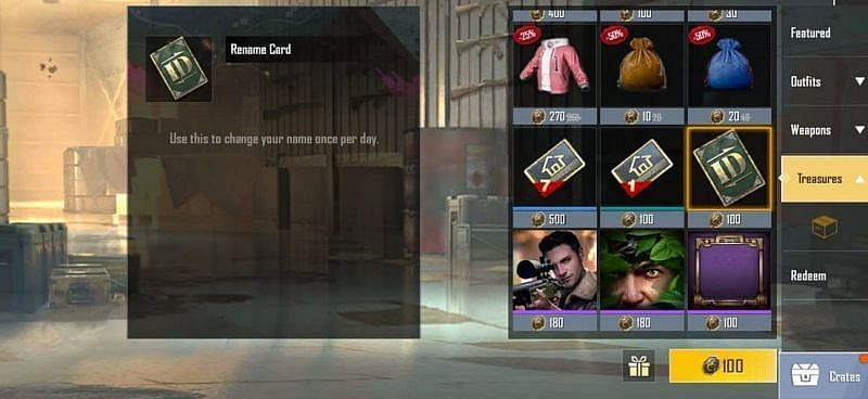 A rename card that can be used to change names (Image via PUBG Mobile)