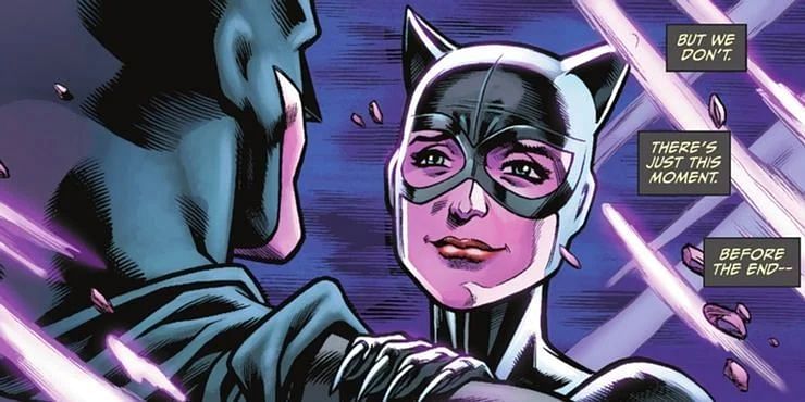 Catwoman comforting Batman (Image via DC, Fortnite Batman Zero Point)