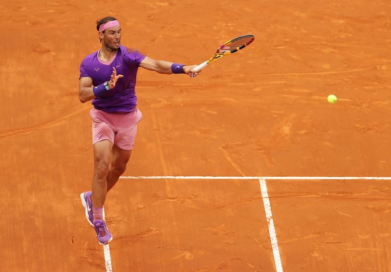 Rafael Nadal in action during his Italian Open final
