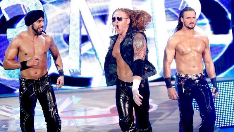 Heath Slater with Drew McIntyre and Jinder Mahal