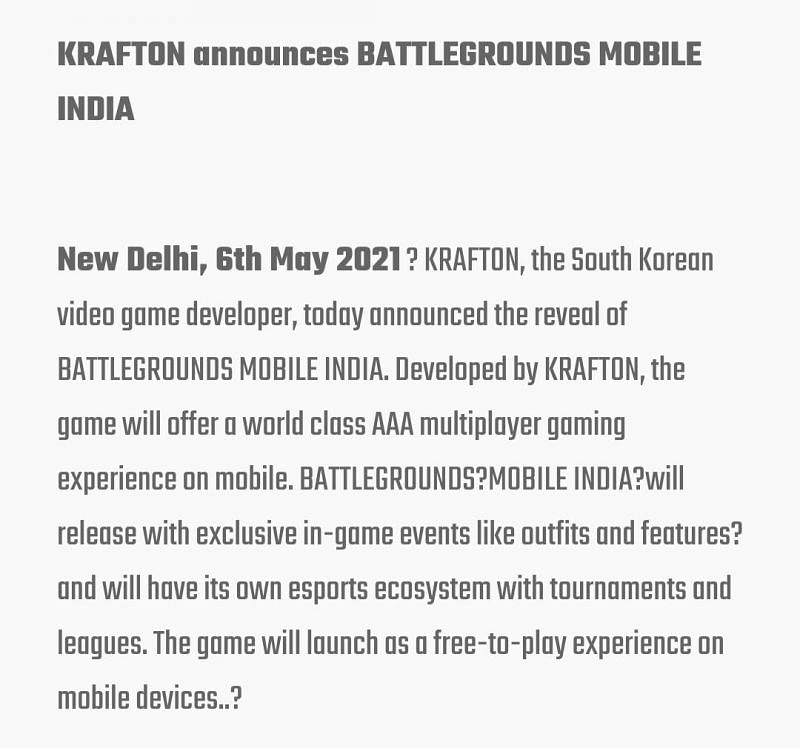 The announcement about exclusive events (Image via battlegroundsmobileindia.com)