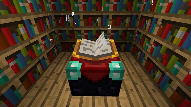 Bookshelves are one block away from the enchantment table (Image via ordergymellipticalmachines.blogspot.com)