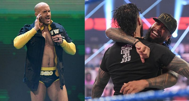 Cesaro (Left), Jey Uso and Jimmy Uso (Right)