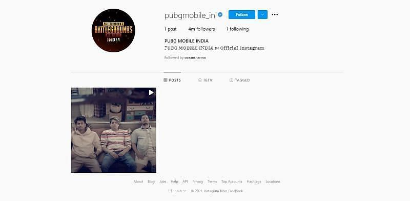 La página de Instagram de PUBG Mobile India ha eliminado todas las publicaciones excepto Teaser