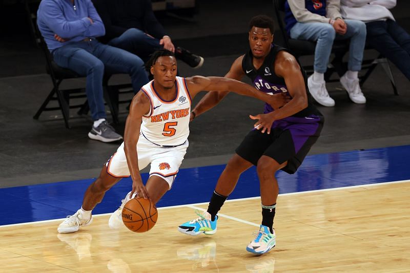 Kyle Lowry guards Knicks rookie Immanuel Quikeley