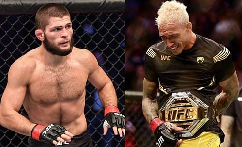 Khabib Nurmagomedov (left); Charles Oliveira (right)