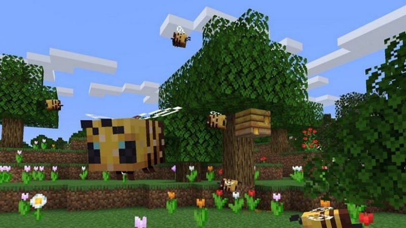 Bees can be bred using any flower in-game (Image via Minecraft)