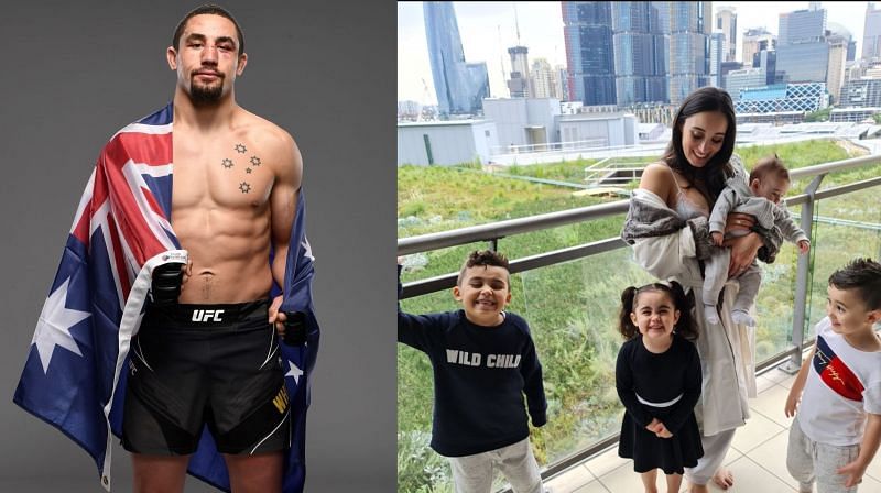 Robert Whittaker (left) and his wife Sofia with their children (right) [Images Courtesy: @ufcanz and @robwhittakermma on Instagram, respectively]