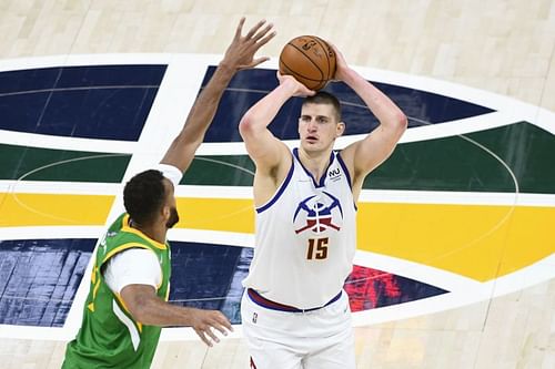 Nikola Jokic #15 of the Denver Nuggets shoots