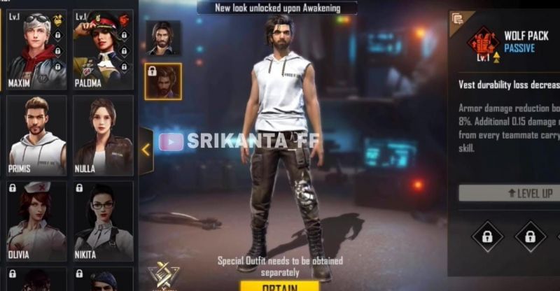 Awakened Andrew in Free Fire OB27 Advance Server (Image via SrikantaFF/ YouTube)