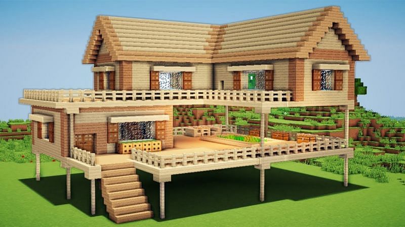 easy wooden mansion minecraft