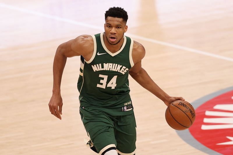 Giannis Antetokounmpo #34 of the Milwaukee Bucks