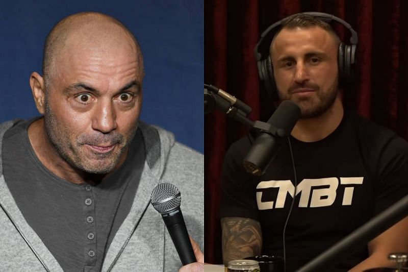 Joe Rogan and Alexander Volkanovski. (Volkanovski&#039;s image credit: PowerfulJRE via YouTube)