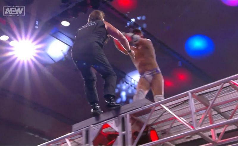 MJF PUSHED JERICHO FROM THE TOP OF CAGE
