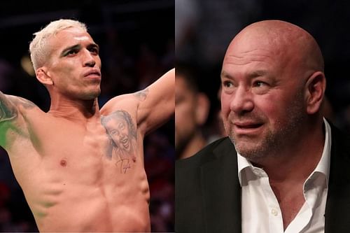 Charles Oliveira (left); Dana White (right)