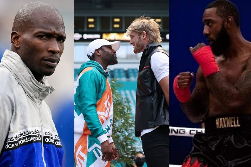 Chad Johnson (left); Floyd Mayweather faces-of against Logan Paul (center); Brian Maxwell (right) [Maxwell Image Courtesy: Brian Maxwell MMA Fighter page on Facebook