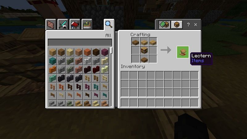 Crafting a lectern to get silk touch in Minecraft