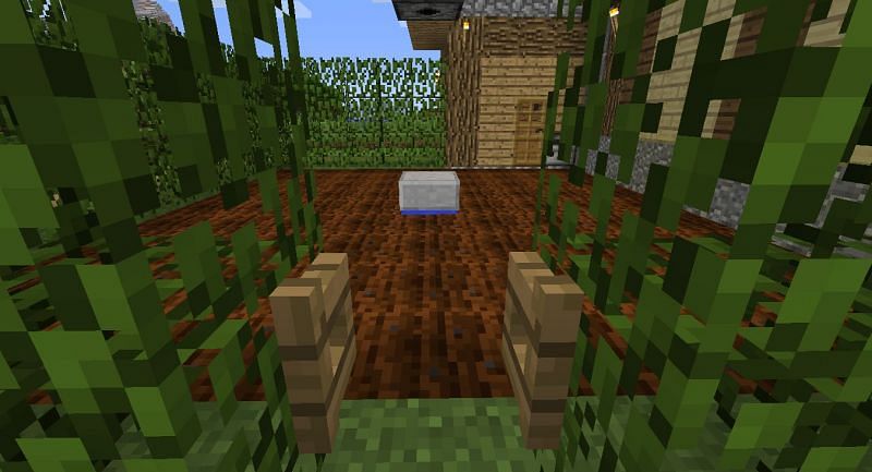 A slab covering the water source (Image via minecraftramblings)