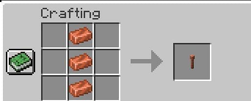Crafting recipe for a lightning rod in Minecraft