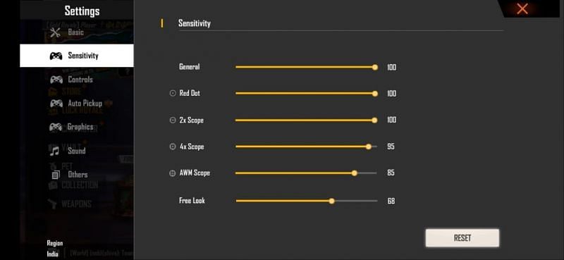 Best sensitivity settings for faster movements and accurate aiming in Free Fire