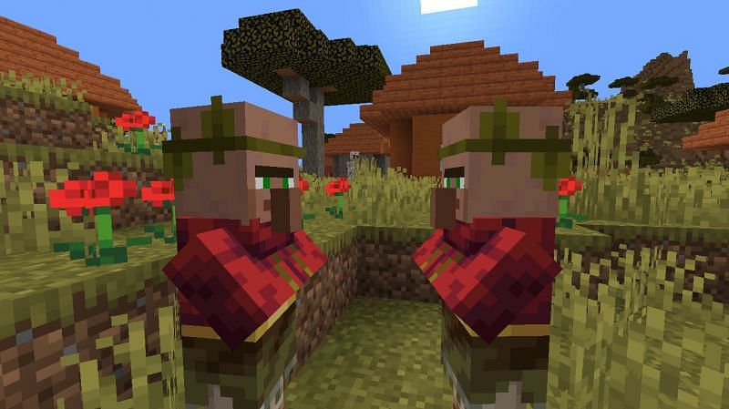 Trading any item from a villager drops experience points (Image via Minecraft)
