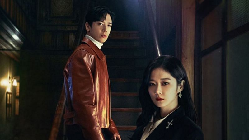 Jang Na Ra and Jung Yong Hwa in the poster for &quot;Sell Your Haunted House&quot; (Image via KBS/Rakuten Viki)