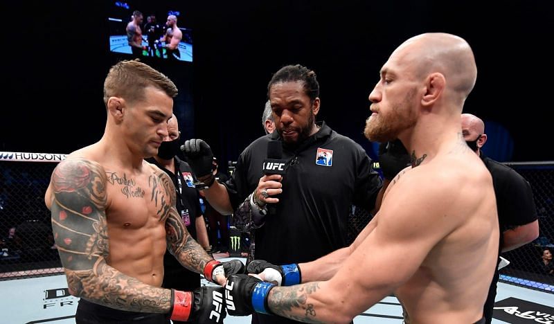 Dustin Poirier (left); Conor McGregor (right)