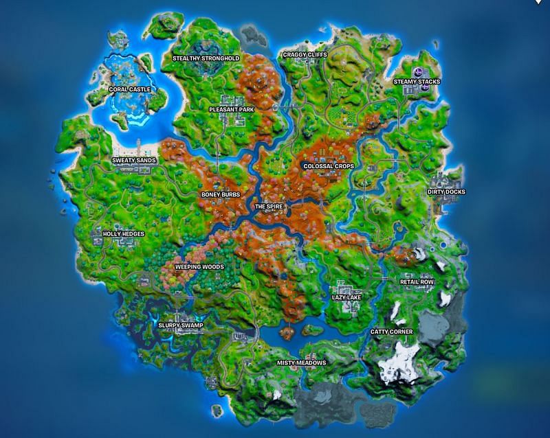 Flush Factoryand New Island Located in the Southwest corner of the MAp {Image via Epic Games}