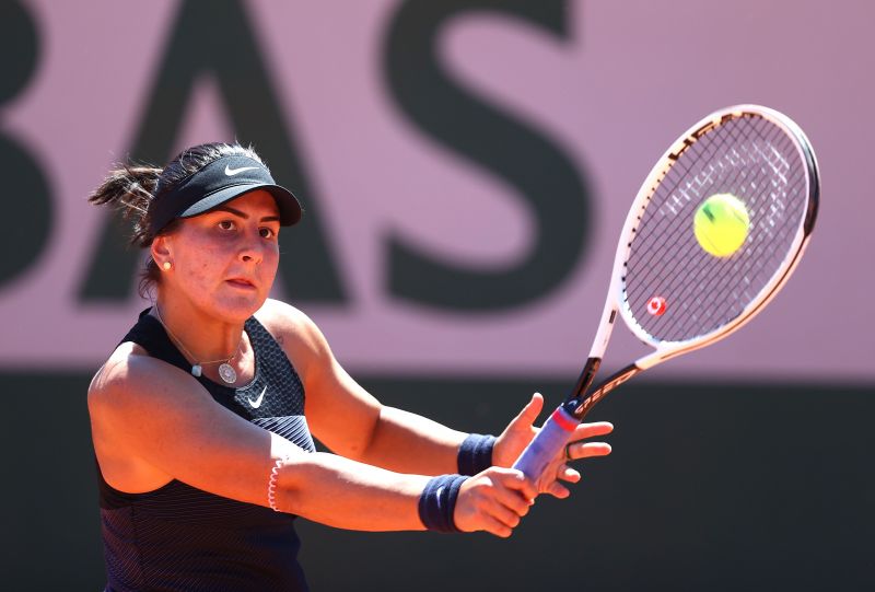 Bianca Andreescu in action against Tamara Zidansek