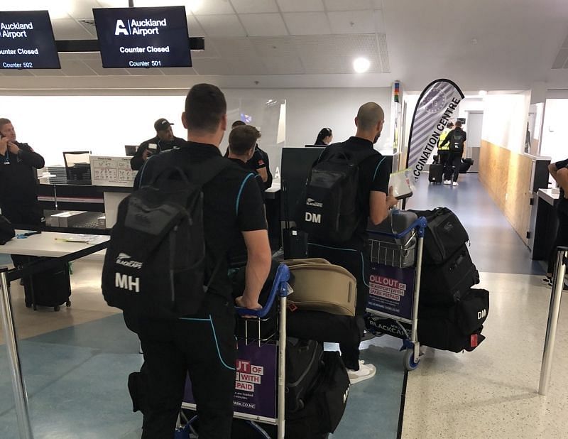 The New Zealand players head to the UK. Pic: BLACKCAPS/ Twitter