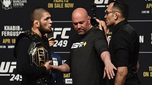 Khabib Nurmagomedov (left) and Tony Ferguson (right)