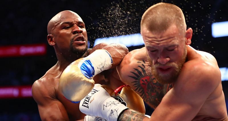 Conor McGregor and Floyd Mayweather during their boxing match