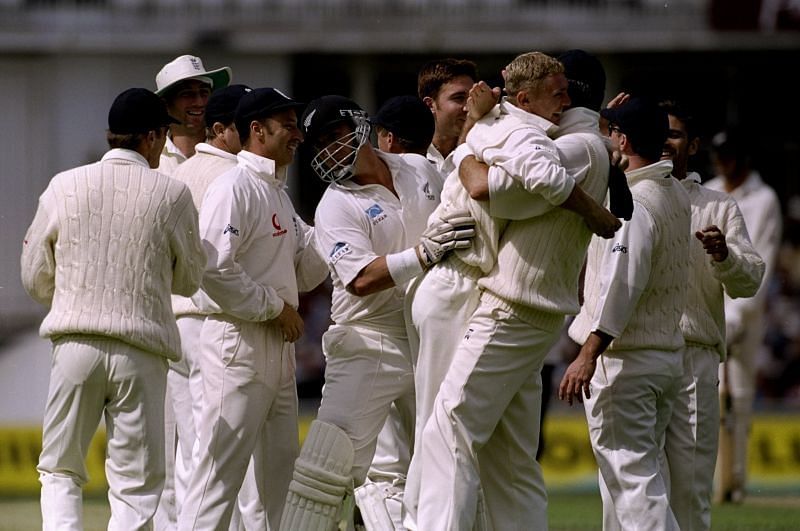 England celebrate the dismissal of Roger Twose, but it was New Zealand who prevailed at the end of the game