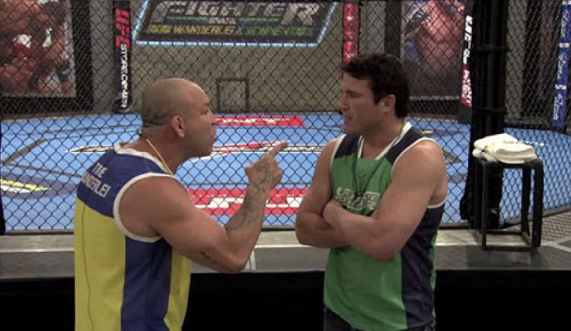 Chael Sonnen and Wanderlei Silva on the set of TUF