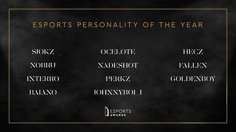 The nominees for the Esports Personality of the Year (Image via Twitter)