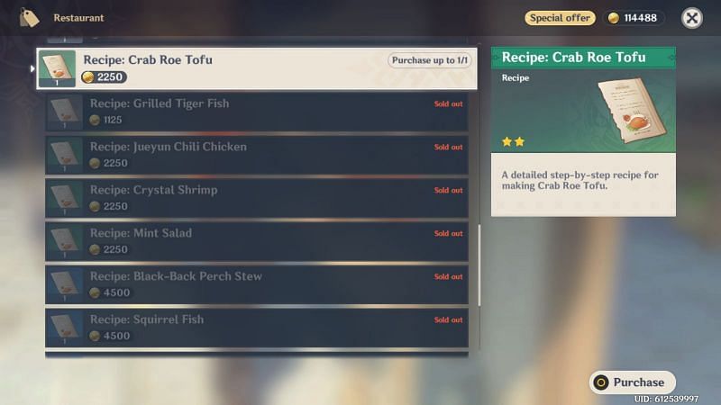 Chef Mao&#039;s shop, now featuring a new recipe (image via Genshin Impact)