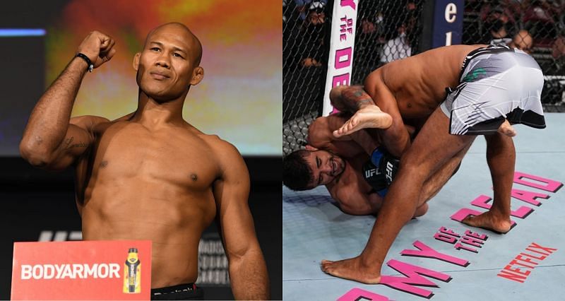 Jacare Souza (Left) suffered a broken arm due to armbar UFC 262 on May 15(Left)
