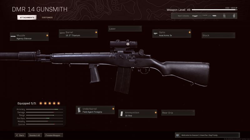  Even though the DMR 14 isn&#039;t at the top of the tier list anymore, the weapon still has plenty of potential with the right loadout (Image via Activision)