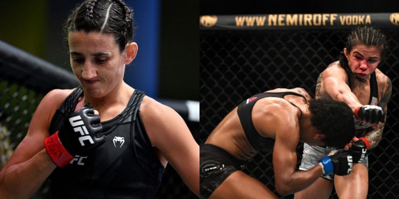 Marina Rodriguez (left) and Claudia Gadelha (right)