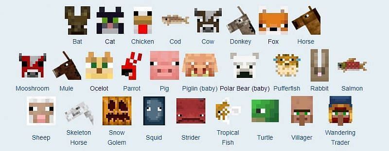 There are 25 different animal mobs in Minecraft